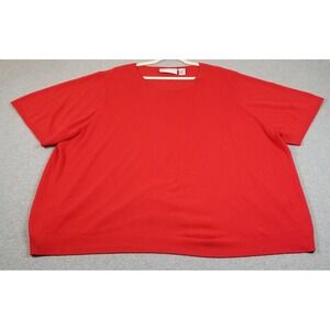 C.S.T. Studio Sweater Women 4X Plus Red Short Sleeve Knit Pullover Crew Neck Top